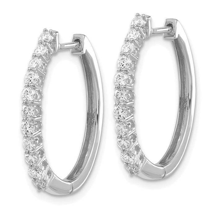 Shop Designer 14K White Gold Diamond-Accented Hinged Hoop Earrings - Stylish & Affordable!-2