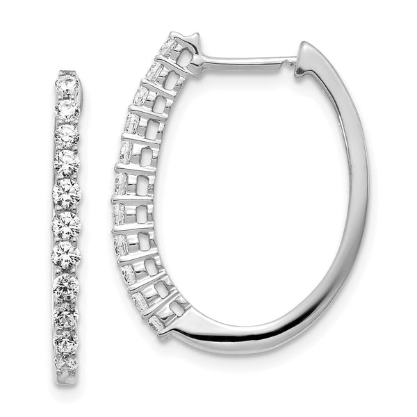 14K White Gold Diamond-Accented Hinged Hoop Earrings - Style GR1-1021238