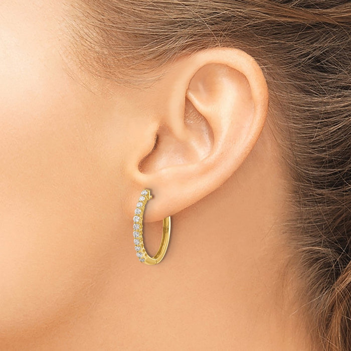 Shop Designer 14K Gold Diamond-Accented Hinged Hoop Earrings - Stylish & Affordable!-3