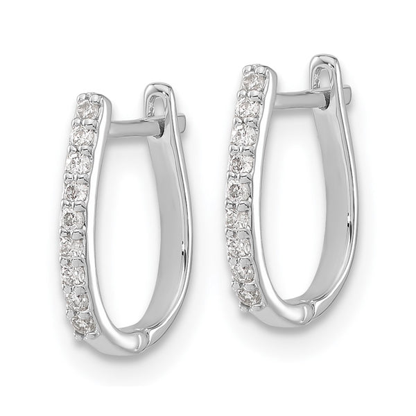 14K White Gold Diamond-Accented Hinged Hoop Earrings - 1.5" - Style GR1-1020996