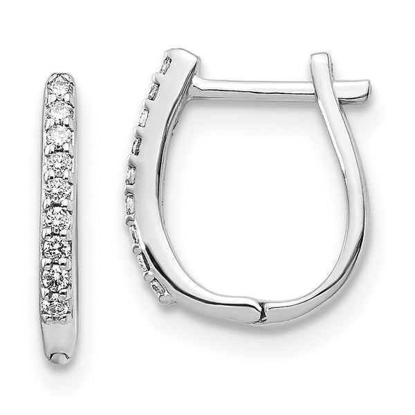 14K White Gold Diamond-Accented Hinged Hoop Earrings - 1.5" - Style GR1-1020996