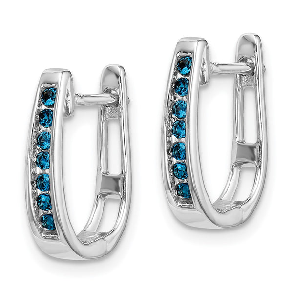 14K White Gold 3mm Diamond Hinged Hoop Earrings