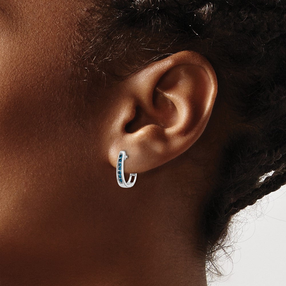 Buy Stylish 14K White Gold 3mm Diamond Hinged Hoop Earrings