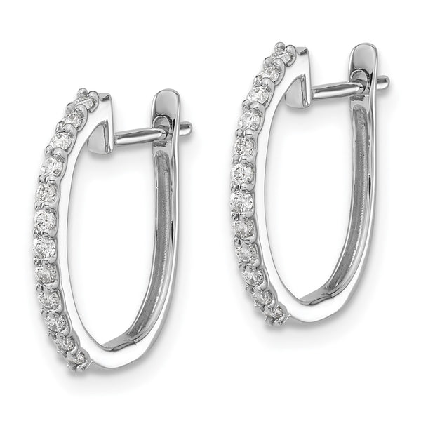 14K White Gold 1.3mm Diamond Hinged Hoop Earrings