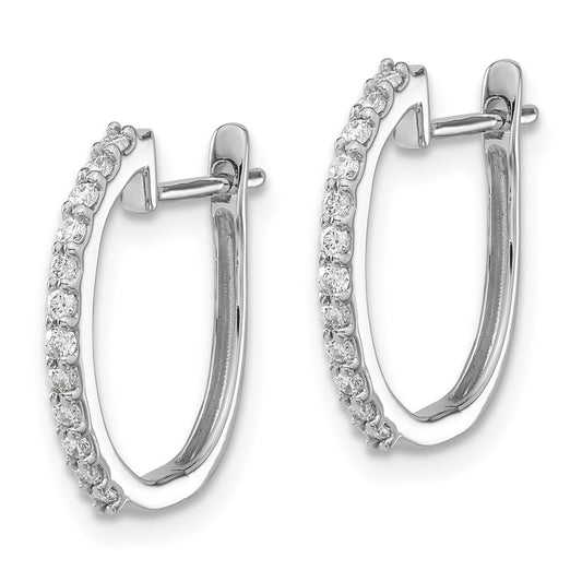 Shop Exclusive 14K White Gold 1.3mm Diamond Hinged Hoop Earrings - Stylish Value