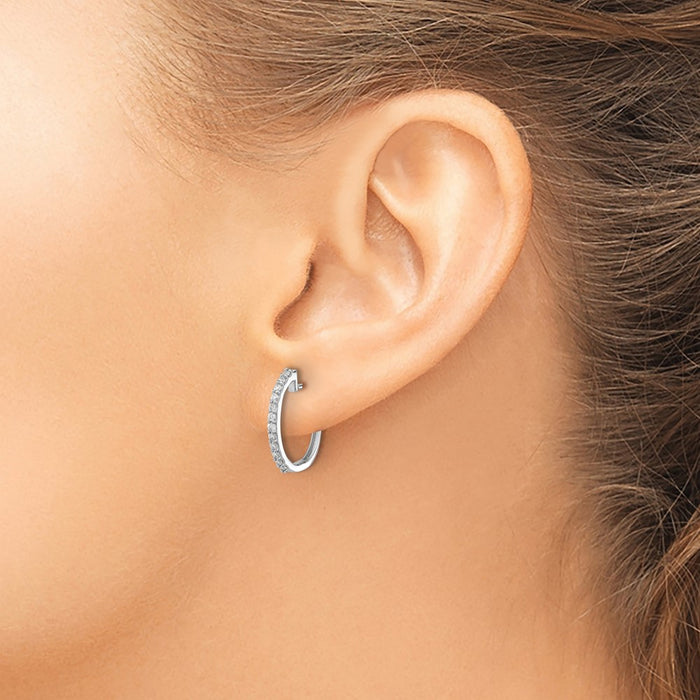 Shop Exclusive 14K White Gold Hoop Earrings | 1/5 Carat Lab Grown Diamonds-3