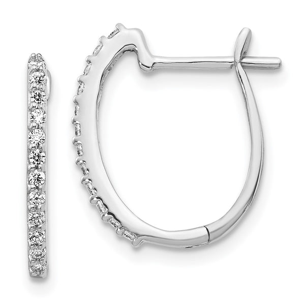 14K White Gold 1.3mm Diamond Hinged Hoop Earrings