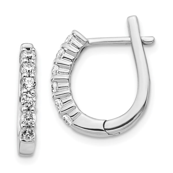 14K White Gold Hinged Hoop Earrings with 1/2 Carat Lab-Grown Diamonds
