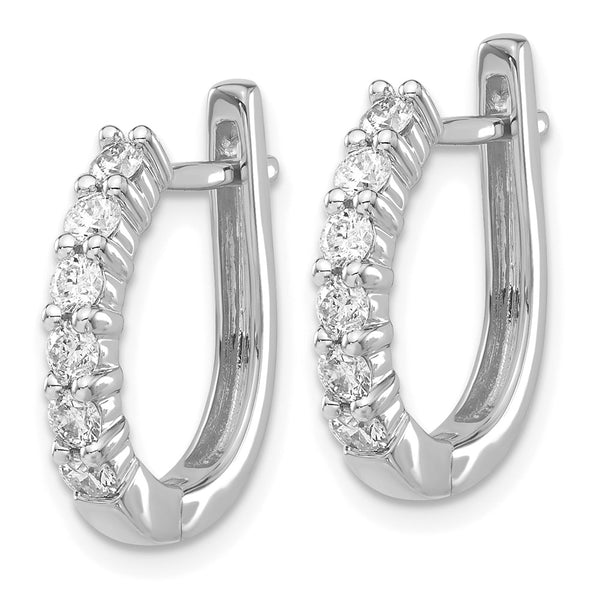14K White Gold Diamond-Accented Hoop Earrings - Style GR1-1021004