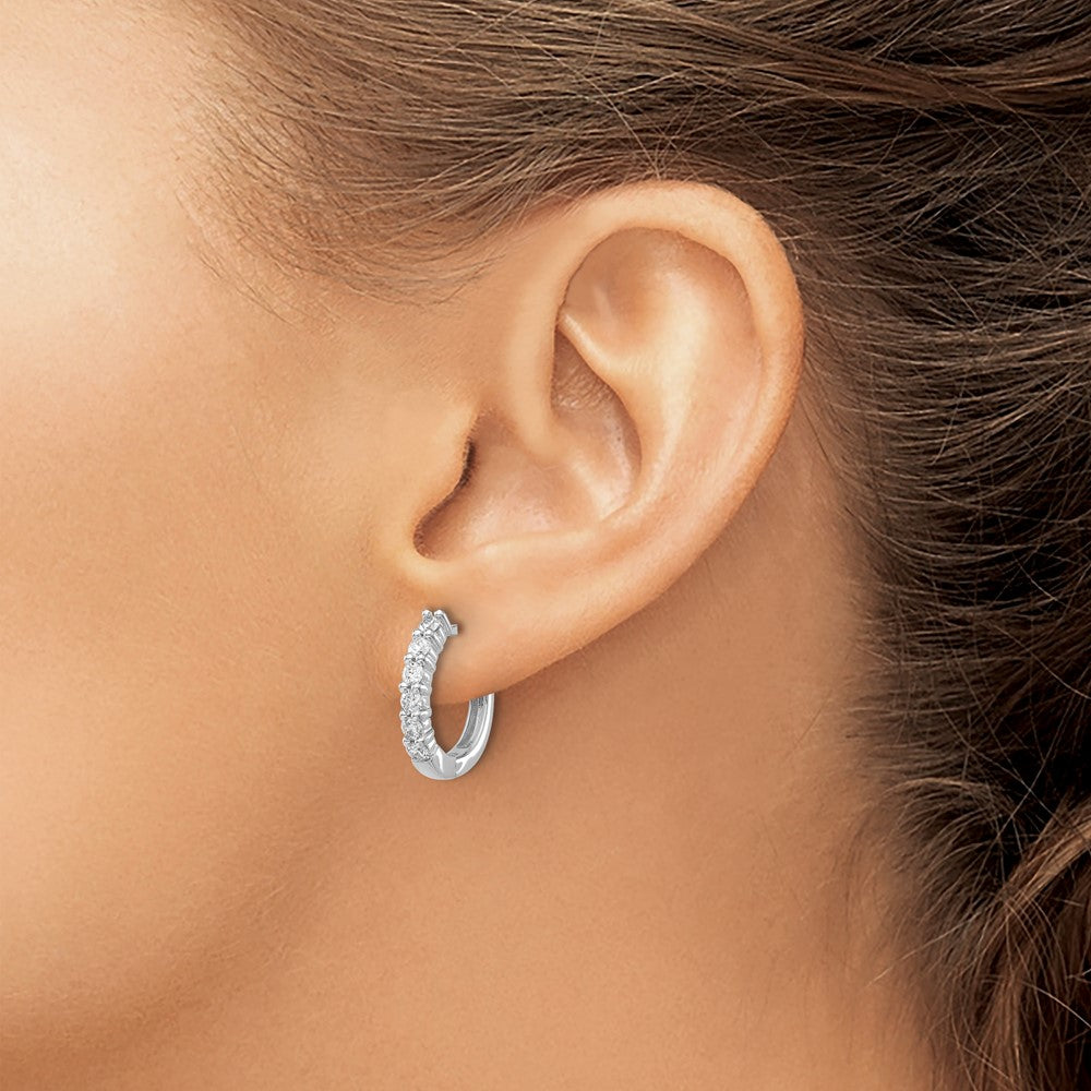 High-Quality 14K White Gold Diamond-Accented Hoop Earrings - Stylish Value!
