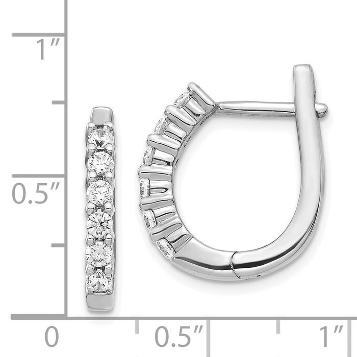 High-Quality 14K White Gold Diamond-Accented Hoop Earrings - Stylish Value!-4