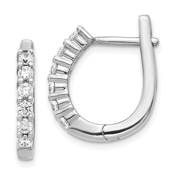 14K White Gold Diamond-Accented Hoop Earrings - Style GR1-1021004