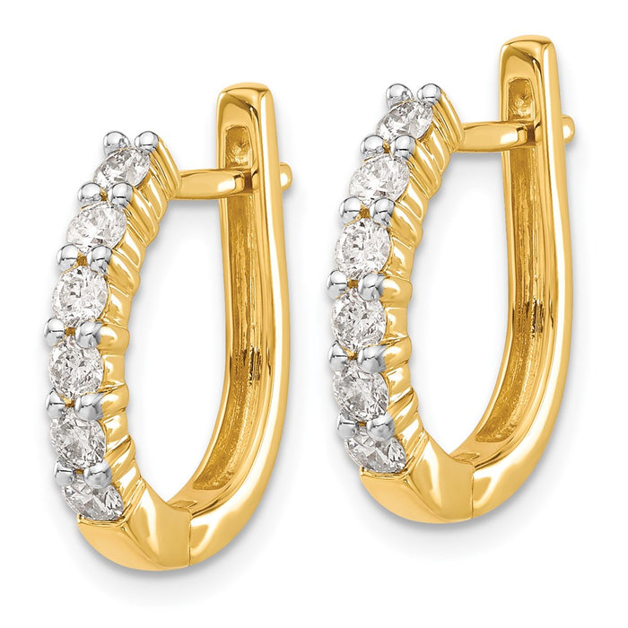 High-Quality 14K Gold Diamond-Accented Hinged Hoop Earrings - Stylish Value!-2