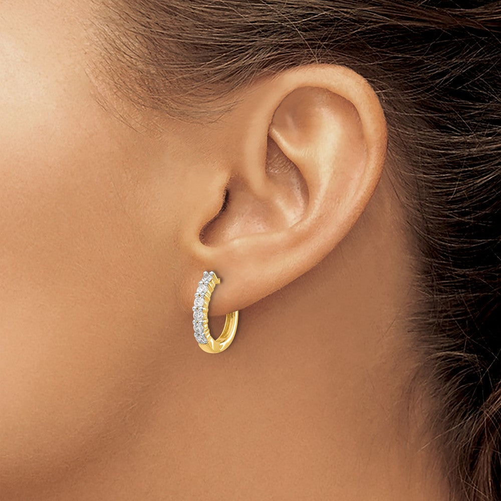 Buy Designer 14K Gold Hinged Hoop Earrings with 3/4 Carat Lab-Grown Diamonds - Stylish Value!
