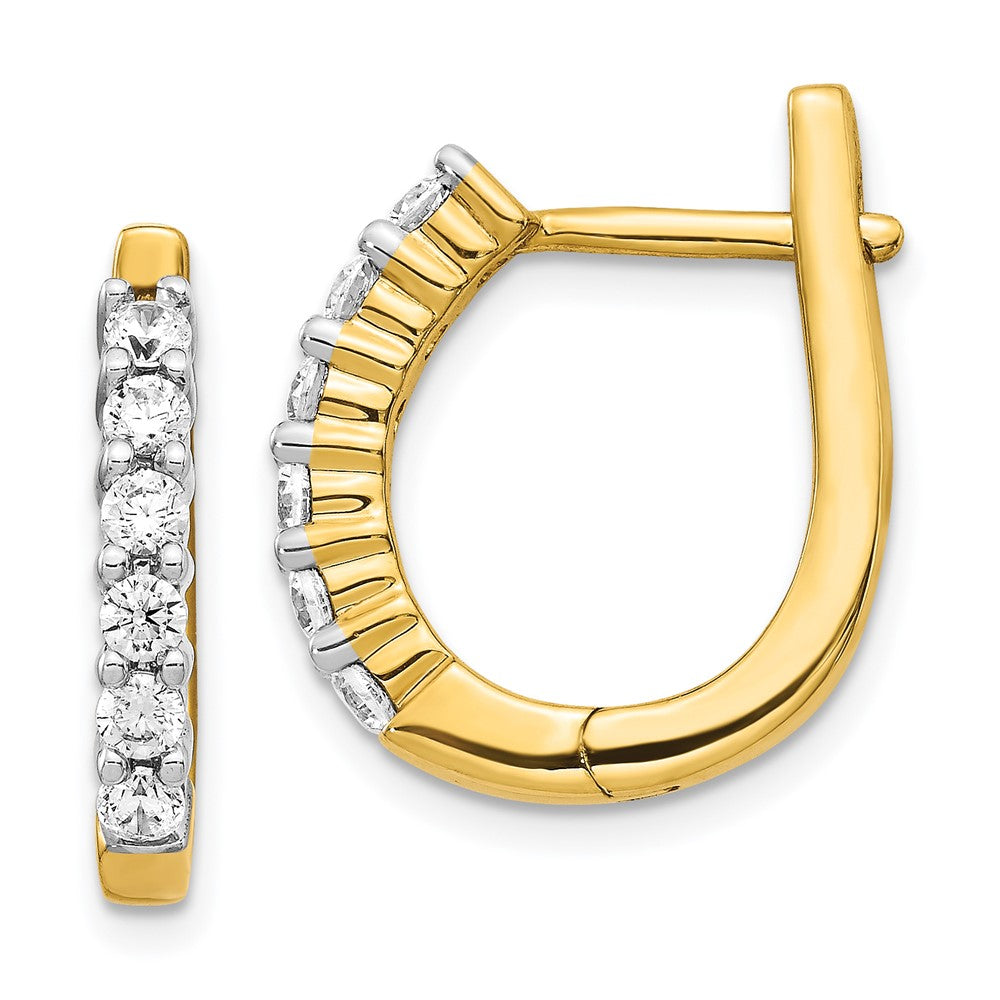 High-Quality 14K Gold Diamond-Accented Hinged Hoop Earrings - Stylish Value!