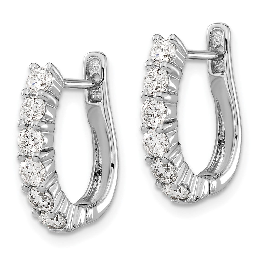 Shop Stylish 14K White Gold Diamond-Accented Hinged Hoop Earrings, 1.5"