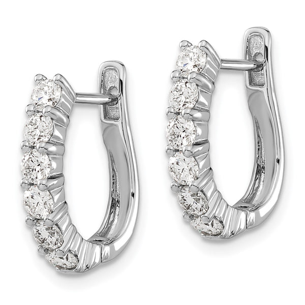 Shop Stylish 14K White Gold Diamond-Accented Hinged Hoop Earrings, 1.5"