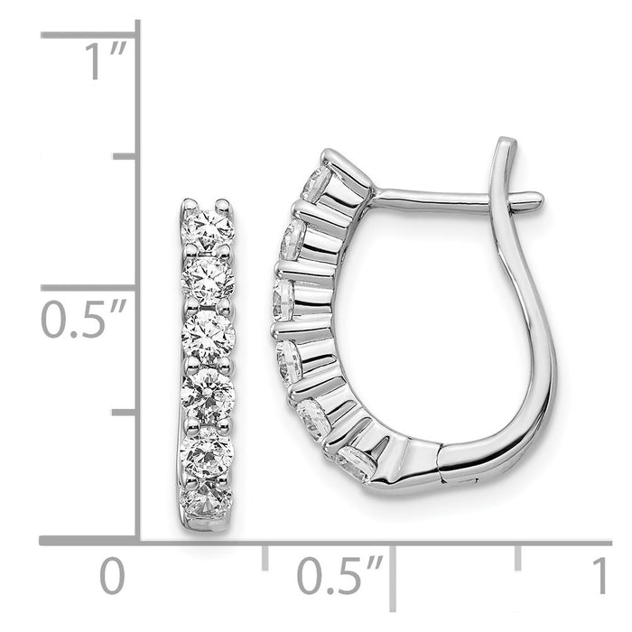 Shop Stylish 14K White Gold Diamond-Accented Hinged Hoop Earrings, 1.5"-4