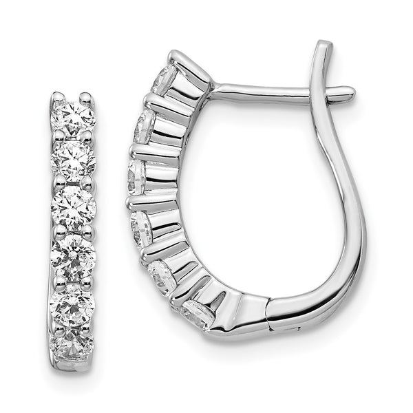 Shop Stylish 14K White Gold Diamond-Accented Hinged Hoop Earrings, 1.5"