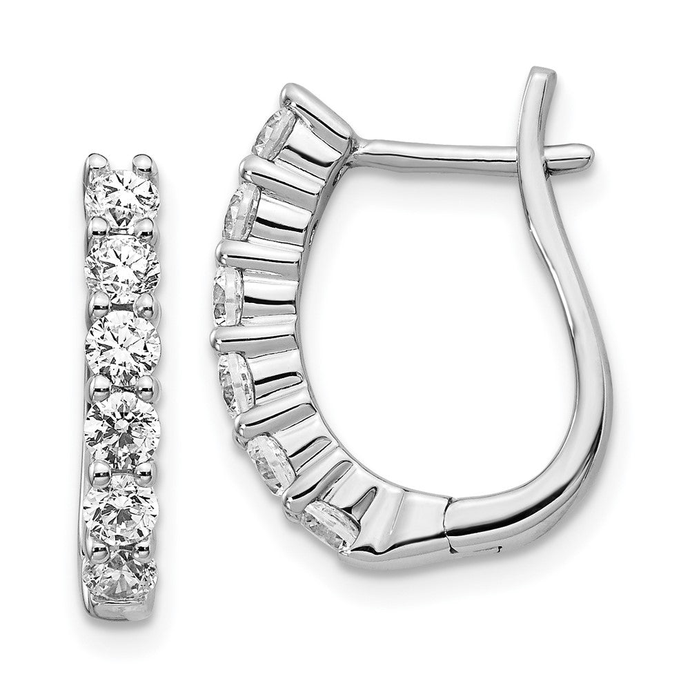Shop Stylish 14K White Gold Diamond-Accented Hinged Hoop Earrings, 1.5"