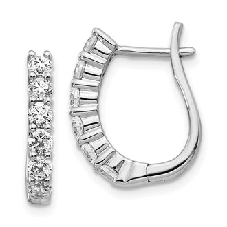 Shop Stylish 14K White Gold Diamond-Accented Hinged Hoop Earrings, 1.5"