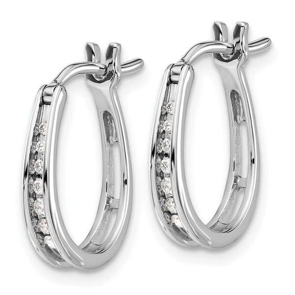 14K White Gold Oval Hinged Hoop Earrings with Diamonds - Style GR1-1016887