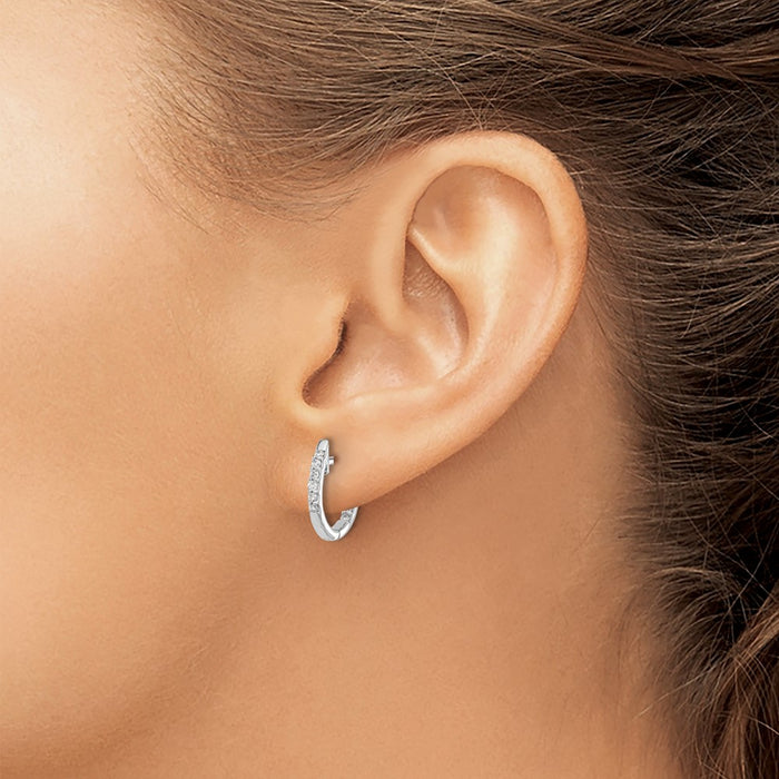 Shop Stylish 10K White Gold Diamond Hinged Hoop Earrings - Exclusive Design-3