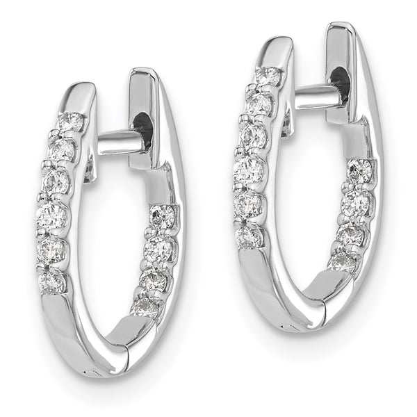 14K White Gold Diamond Hinged Hoop Earrings - In/Out