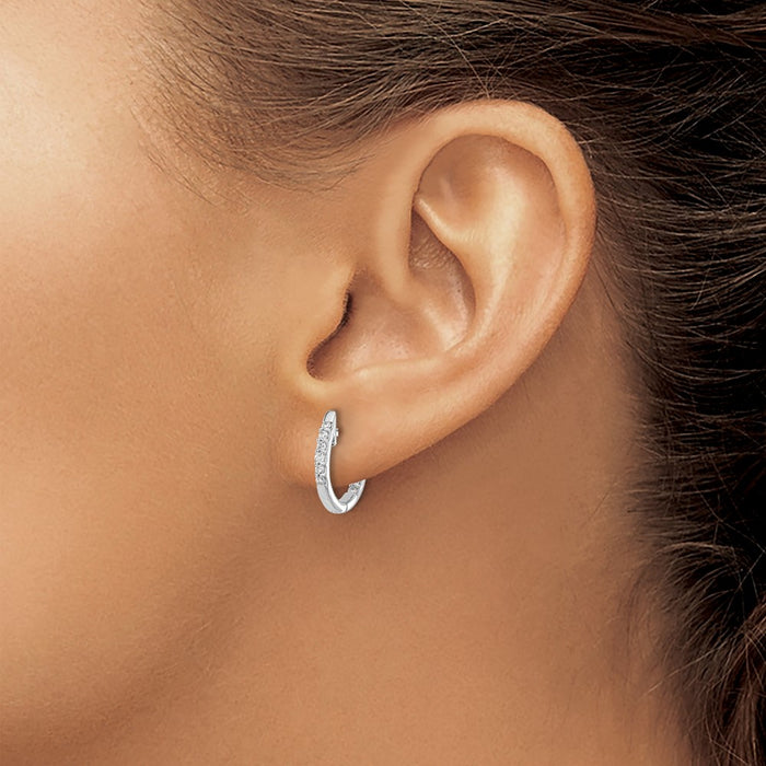 Buy Exclusive 14K White Gold Diamond Hinged Hoop Earrings - Stylish In/Out Design-3