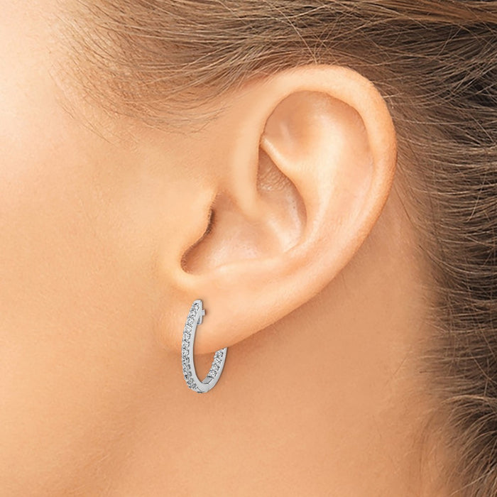 Shop Exclusive 10K White Gold Diamond Hinged Hoop Earrings - Stylish Design!-3