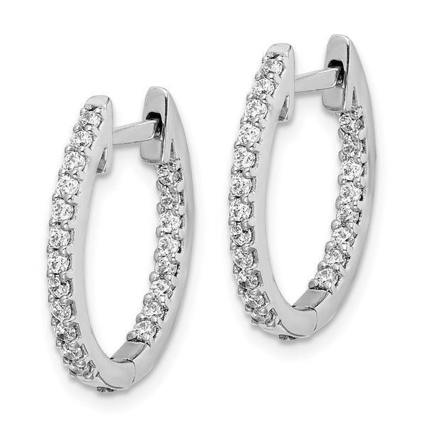 14K White Gold Diamond Inside-Out Hinged Hoop Earrings, 1.5"