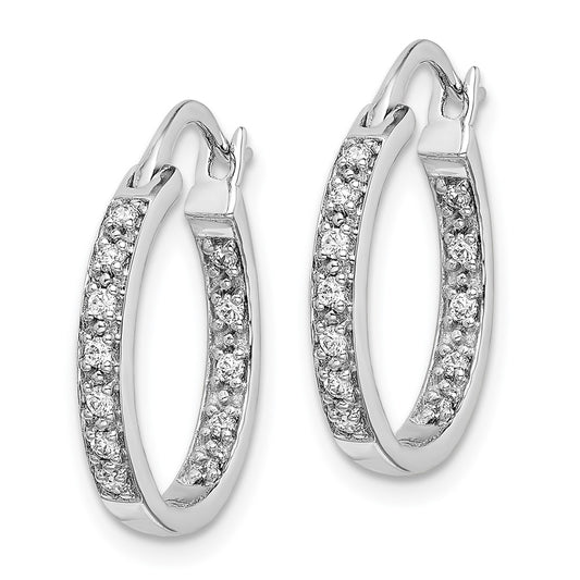 Exclusive 14K White Gold Diamond Inside-Out Hoop Earrings - Stylish Value!