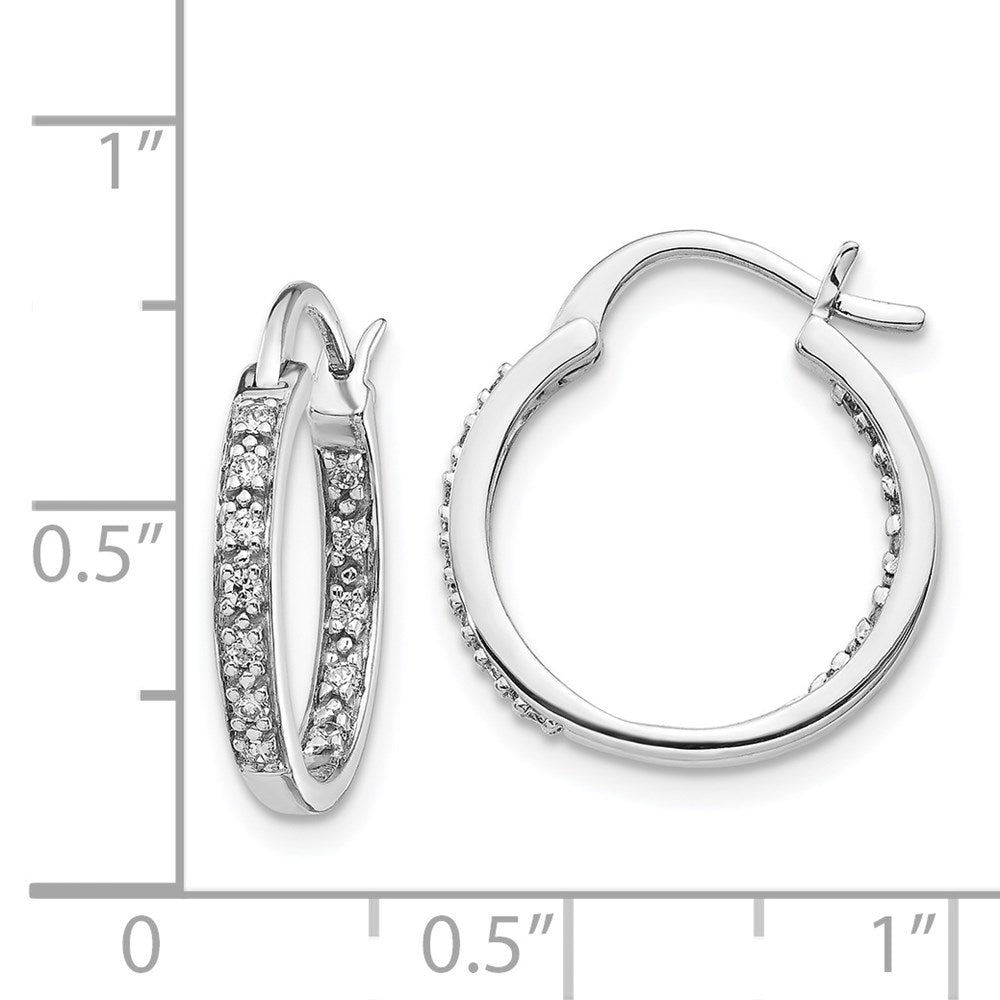 Exclusive 14K White Gold Diamond Inside-Out Hoop Earrings - Stylish Value!