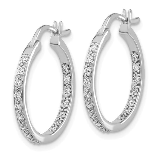 Buy Exclusive 14K White Gold Diamond Inside-Out Hoop Earrings - Stylish Luxury