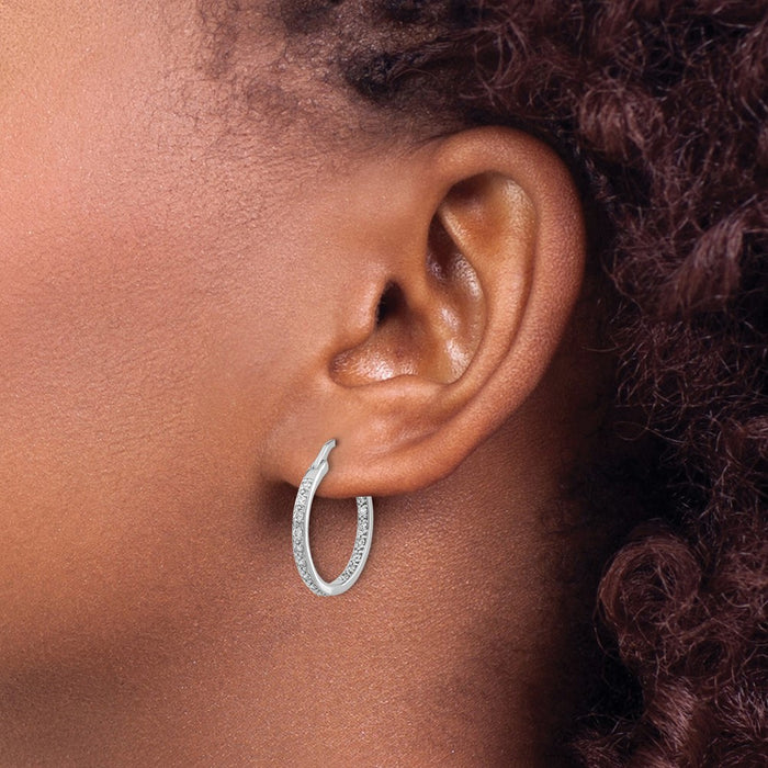 Buy Exclusive 14K White Gold Diamond Inside-Out Hoop Earrings - Stylish Luxury-3