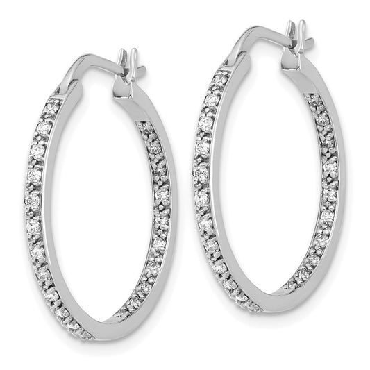 Shop Exclusive 14K White Gold Diamond Inside-Out Hoop Earrings - Stylish Value!