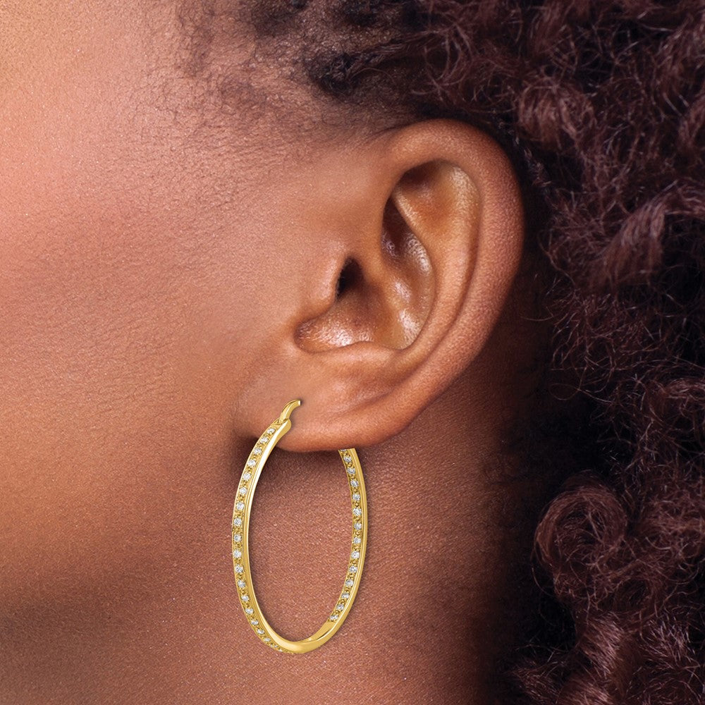 Exclusive 14K Gold Diamond Inside-Out Hoop Earrings - Stylish & Affordable Luxury