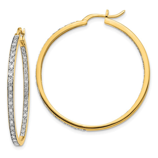 Exclusive 14K Gold Diamond Inside-Out Hoop Earrings - Stylish & Affordable Luxury