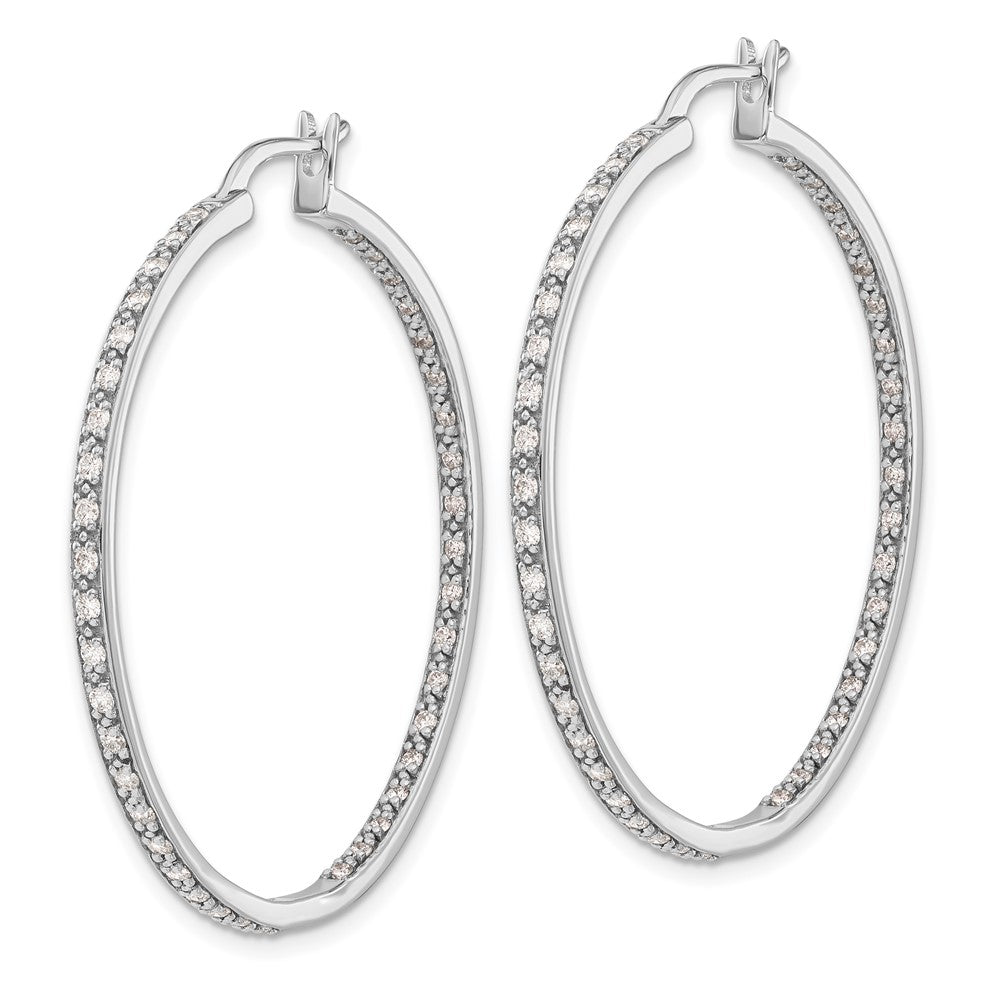 Shop Stylish 14K White Gold Diamond Inside-Out Hoop Earrings - 1.5" Luxury