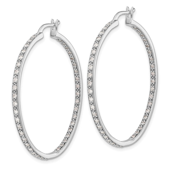 Shop Stylish 14K White Gold Diamond Inside-Out Hoop Earrings - 1.5" Luxury