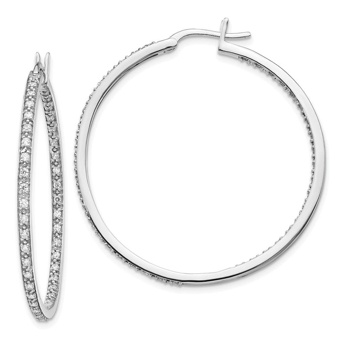 Shop Stylish 14K White Gold Diamond Inside-Out Hoop Earrings - 1.5" Luxury-1