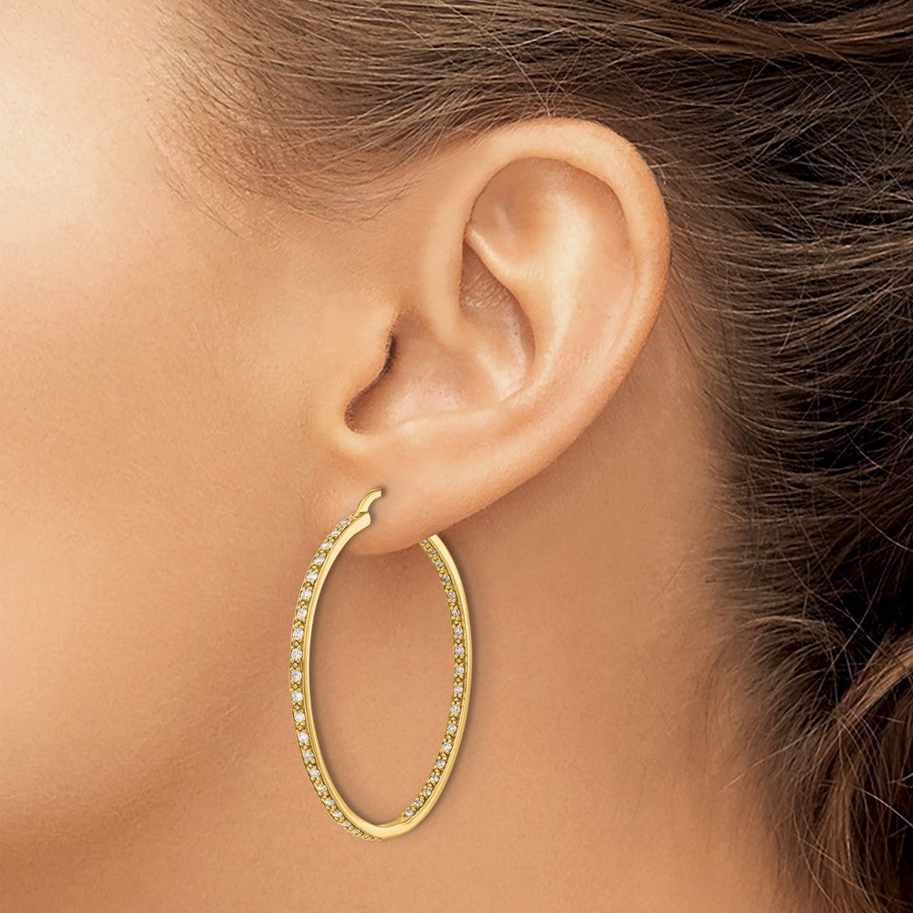 Shop Exclusive 14K Gold Diamond Inside-Out Hoop Earrings | Stylish Luxury Jewelry