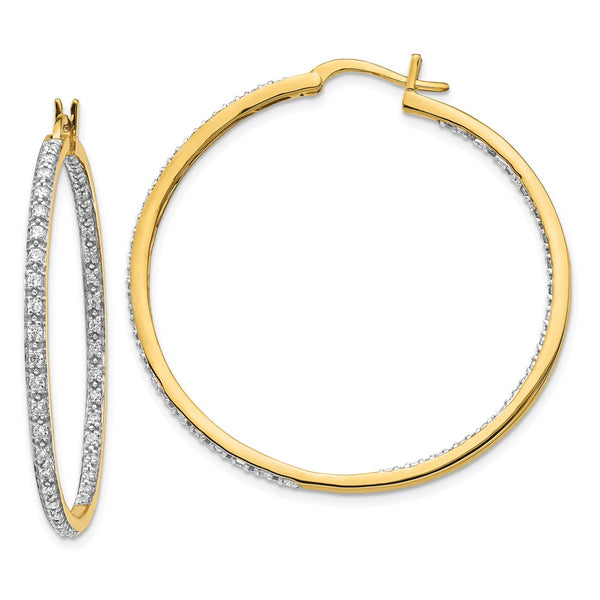 14K Gold 7/8 Carat Lab-Grown Diamond Hoop Earrings