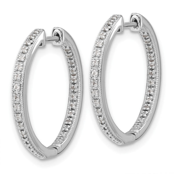10K White Gold Diamond Inside-Out Hinged Hoop Earrings