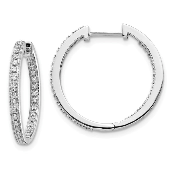 10K White Gold Diamond Inside-Out Hinged Hoop Earrings