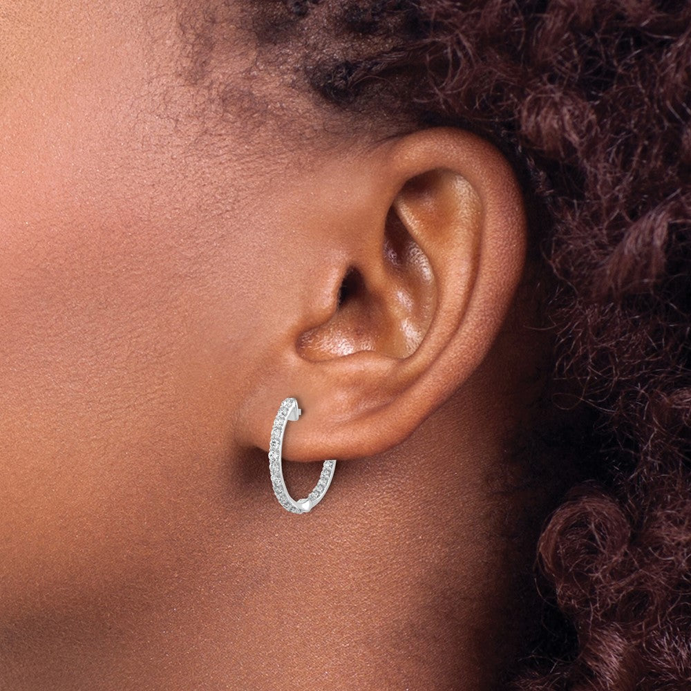 Shop 14K White Gold Diamond Inside-Out Hinged Hoop Earrings - Stylish Luxury!