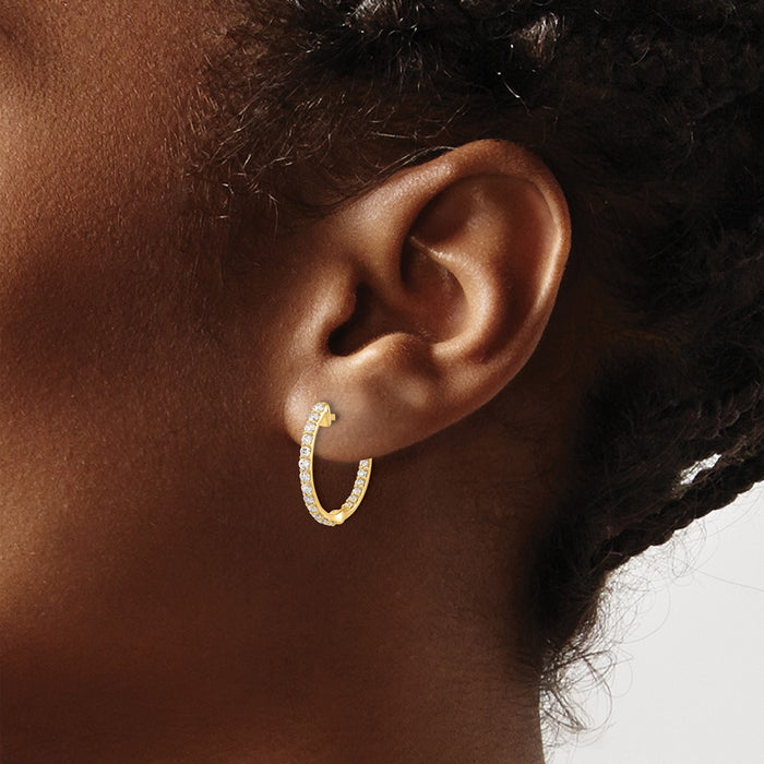 Exclusive 14K Gold Diamond Inside-Out Hinged Hoop Earrings - Stylish Luxury-3