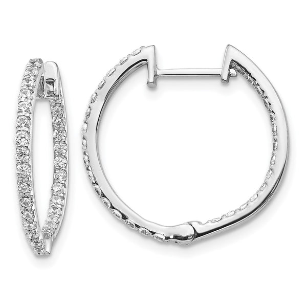14K White Gold Inside-Out Diamond Hoop Earrings