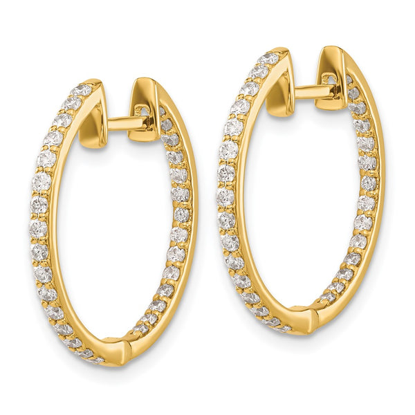 14K Gold Diamond Inside-Out Hinged Hoop Earrings - 1.5"
