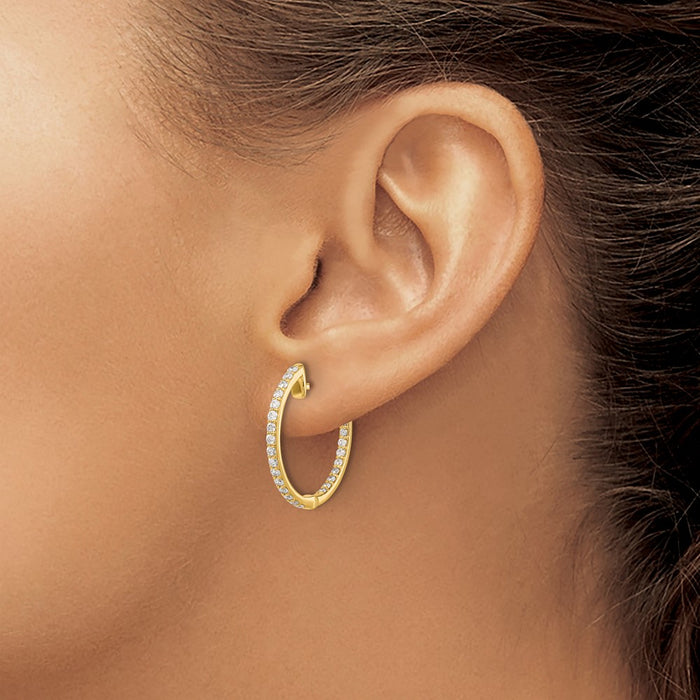 Shop Stylish 14K Gold Diamond Inside-Out Hinged Hoop Earrings - 1.5"-3